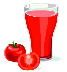 glass of tomato drink juice with tomatoes symbol stay hydrated fluid isolated on white background