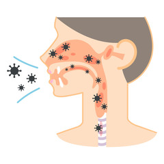 鼻・のどの図表（ウイルスを吸い込む人）