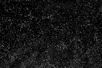 White Grainy Texture Isolated On Black Background. Dust Overlay. Light Coloured Noise Granules. Snow Vector Elements. Digitally Generated Image. Illustration, Eps 10.