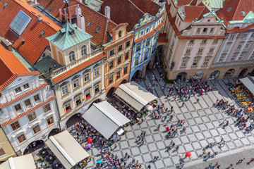 Aerial view of Old Town Square, Prague, Czech Republic