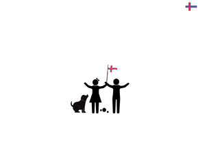 Faroese children with national flag of Faroe islands, future of Faroe islands concept, sign symbol background, vector illustration.