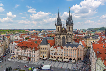 Naklejka na ściany i meble Aerial view of Old Town Square, Prague, Czech Republic