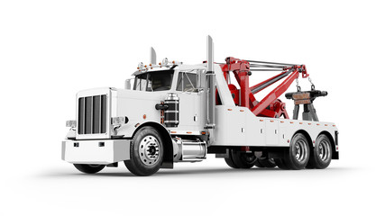 Wrecker Tow Truck 3D rendering isolated on white background. - 335009938