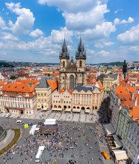 Fototapeta na wymiar Prague Old Town Square, Aerial view.