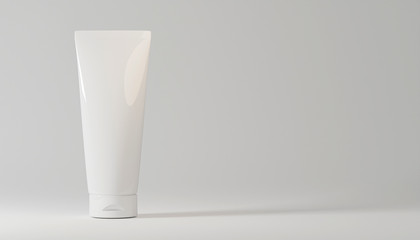 Blank white packaging tube for beauty spa medical skincare and cosmetic lotion bottle cream packaging product design mockup isolated on background with clipping path. 3d render