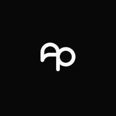 Creative Professional Trendy and Minimal Letter AP Logo Design in Black and White Color, Initial Based Alphabet Icon Logo in Editable Vector Format