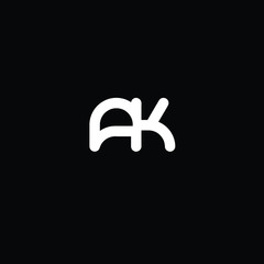 Creative Professional Trendy and Minimal Letter AK Logo Design in Black and White Color, Initial Based Alphabet Icon Logo in Editable Vector Format