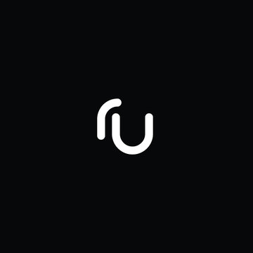 Creative Professional Trendy and Minimal Letter RU Logo Design in Black and White Color, Initial Based Alphabet Icon Logo in Editable Vector Format