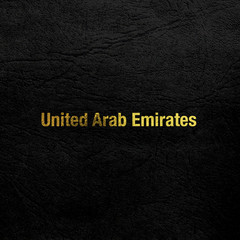 United Arab Emirates (UAE). Black, golden and luxury text. Premium edition.