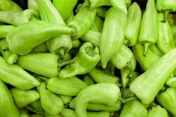 The green bell pepper is spread out evenly.