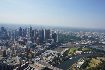 Fototapeta na wymiar Views on Melbourne from Skydeck (Eureka Tower), March 2019