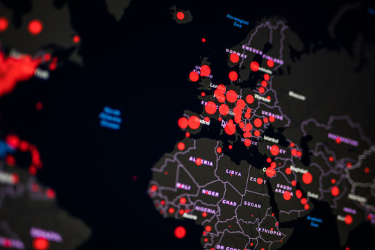 World map of Coronavirus. Close-up countries with Covid-19, Covid 19 map confirmed cases report worldwide globally. Coronavirus disease 2019 situation update worldwide coronavirus spread - Powered by Adobe