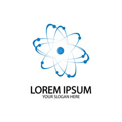 Atom Icon. Science sign. Atom logo. Atomic symbol. Nuclear icon. Electrons and protons. Atom, icon, proton, vector, electron, quantum, ellipse, medicine, abstract, atomic, biology