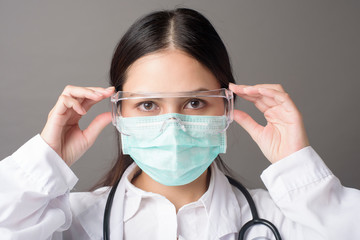 Close up of Doctor face with surgical mask