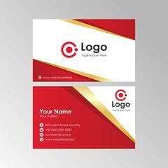 Simple elegant red luxury geometric business card design, professional name card template vector