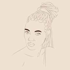 Vector illustration of beautiful black woman. African American pretty girl