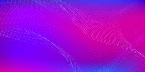 Low Poly Business Card Background. Abstract Blue, Pink Waves on the Dark. Modern Pixel Art . Abstract Digital Background.