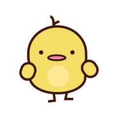 Flat cute japanese simple easter yellow chicken