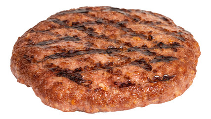 grilled burger meat isolated on white background