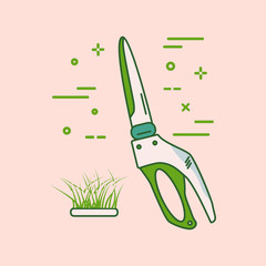 Gardening line icons vector set. Garden tools icons collection. Gardening icons illustration set. Grass scissors linear icon concept