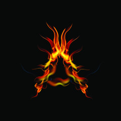 Fototapeta premium Collection of fonts or letters from fire, modern red fire, fonts Tattoo Fire. The alphabet is hot, ABC is burning. Hot typography. fire lettering, letter A