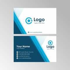 Simple clean blue geometric line business card design, professional name card template vector