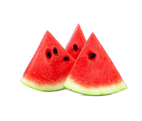 Slices of watermelon fruit isolated on white background.