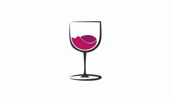 wine glass vector logo design