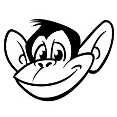Cute cartoon monkey chimpanzee. Vector illustration of a monkey outlines. Design for coloring book.