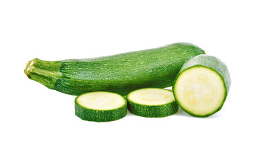 Fresh cutted zucchini isolated on a white background.
