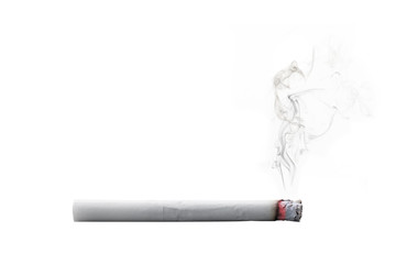 Smoking cigarette isolated on white background