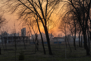 Sunset over the city of Kiev.