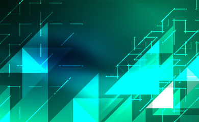 Abstract background, mosaic triangle pattern with transparent effects on glowing neon shiny backdrop. Vector Illustration For Wallpaper, Banner, Background, Card, Book Illustration, landing page