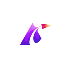 awesome triangle arrow gradient logo vector