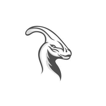 dinosaur black white logo design vector