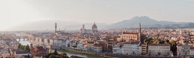 Piazzale Michelangelo view Florence Italy. Beautiful panoramic shot of the city Florence, Tuscany,...