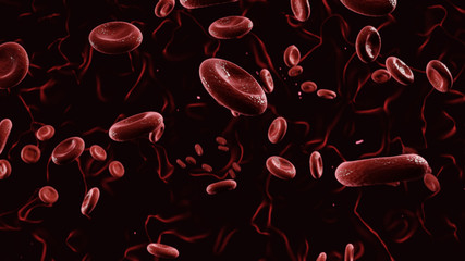red blood cells floats dark background cgi render 3d