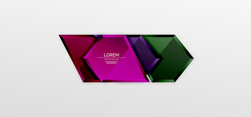 Metal glossy shiny geometric shapes with 3d effect composition. Techno futuristic vector abstract background For Wallpaper, Banner, Background, Card, Book Illustration, landing page