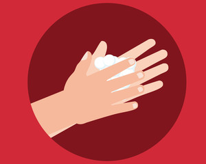 Washing hands with soap to prevent virus and bacteria vector Illustration.