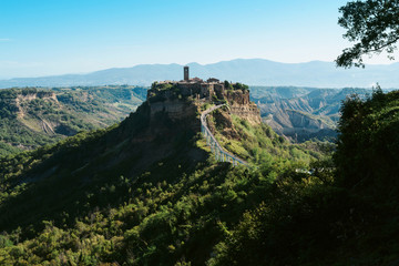 Sunrise view of Civita di Bagnoregio - Ancient town in Italy