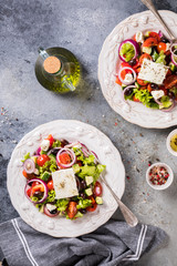 Greek salad of fresh vegetables.Healthy food concept.