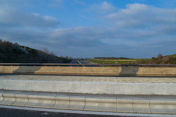 view of the road from the bridge