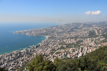 Panoramic view of Harissa in Lebanon