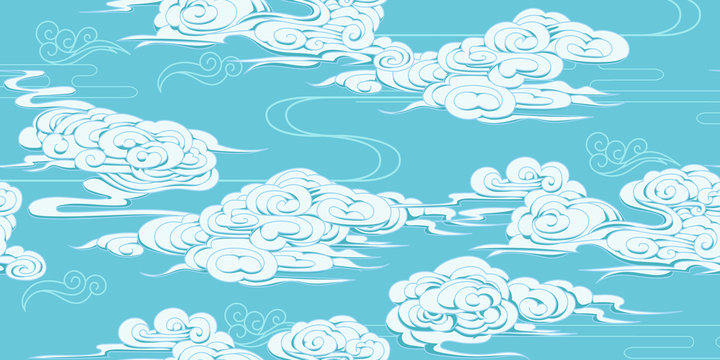 Seamless pattern with clouds in classic Chinese style