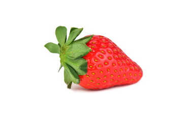 Single fresh strawberry isolated on the white background