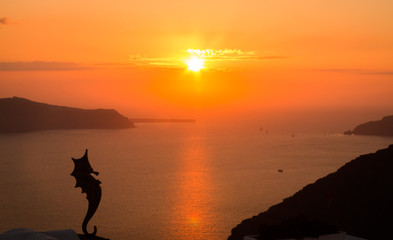 Seahorse watching the sunset over crete