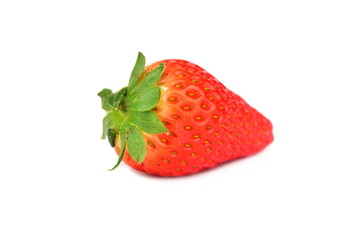 Single fresh strawberry isolated on the white background