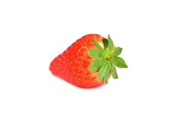 Single fresh strawberry isolated on the white background