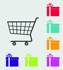 Gift boxes, presents isolated on white. Colorful wrapped. Sale, shopping concept. Collection for Birthday, Christmas. For Vector Cartoon flat design