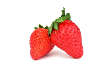 Fresh strawberries isolated on the white background